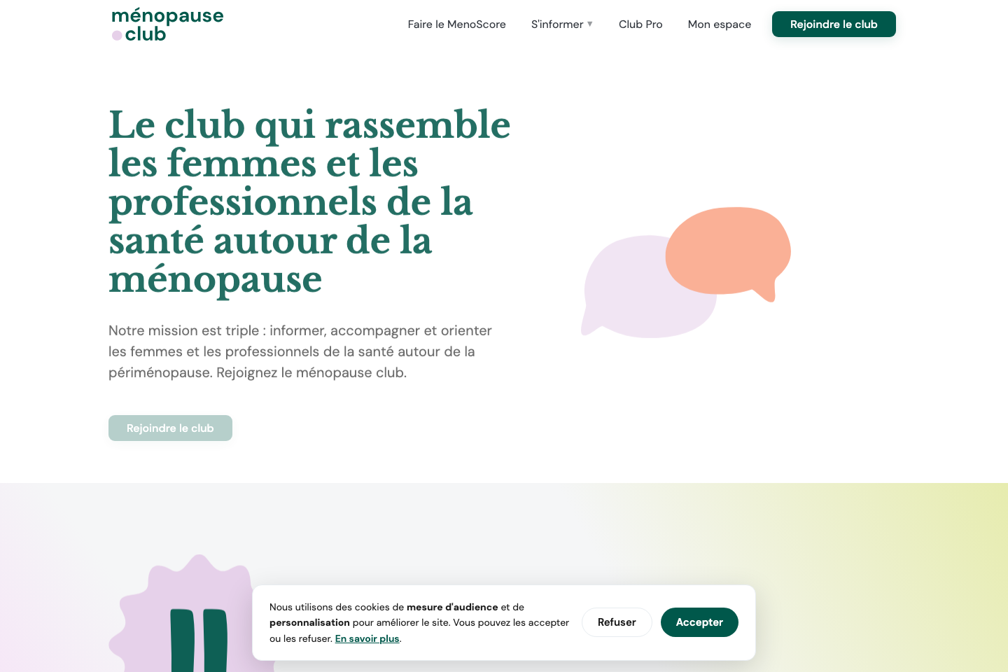Preview of the Ménopause Club website designed by Ducal